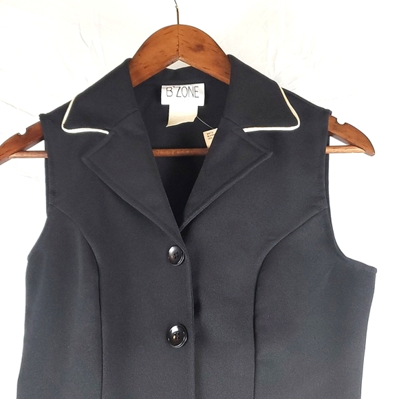 NWT Vintage B'Zone Black‎ White Vest Top - Picture 2 of 5